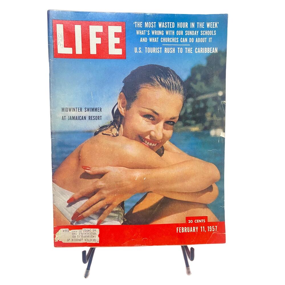 LIFE Magazine February 11 1957 Midwinter Swimmer Jamaica Resort Judy Holliday